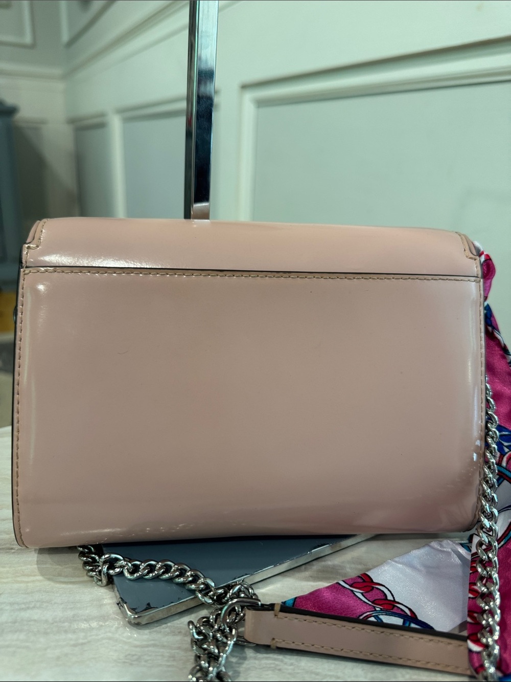 Tory Burch Bag Emerson Pink Patent Leather Chain Shoulder Bag - Picture 7 of 17